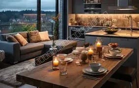 lodha riservo kitchen area with dining