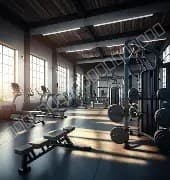 Modern indoor gym with workout equipment