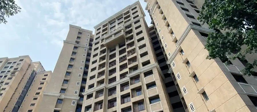 Low-angle view of high-rise residential building